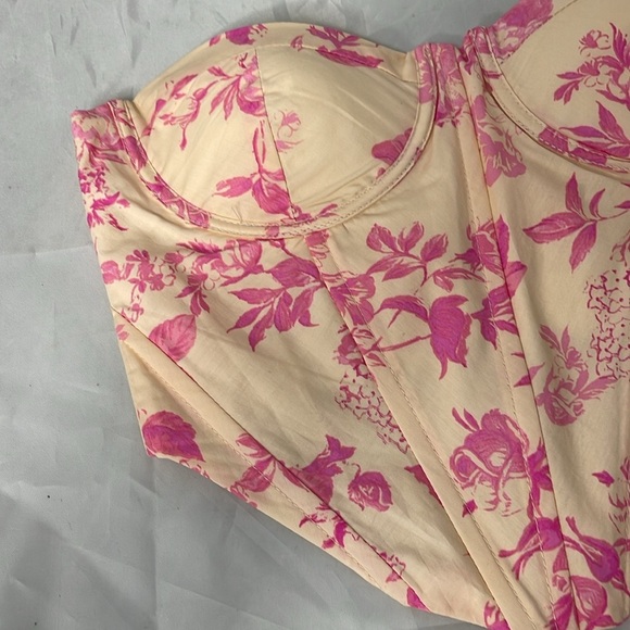 OLIVACEOUS Pauline Floral Boned Corset Top Pink Cream Push Up Padded Adjust S - Picture 5 of 15